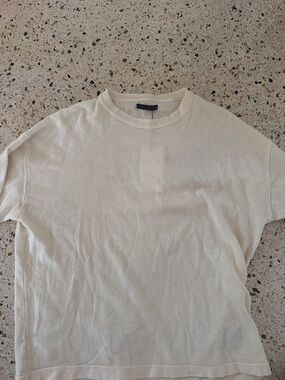 Zara New Men's Short-Sleeve Knit Tee in Light Cream